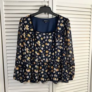 Madewell Floral Peplum Blouse